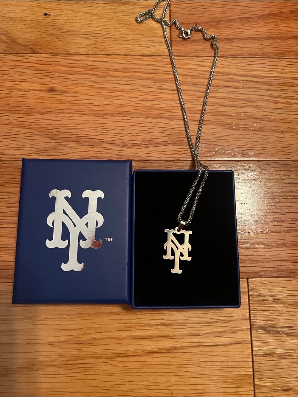 Silver Letter NY METS Pendant Necklace - Men Accessories